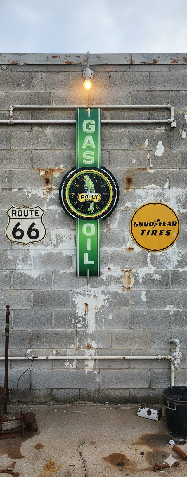 Pollygas Neon Clock Vintage Retro Led
