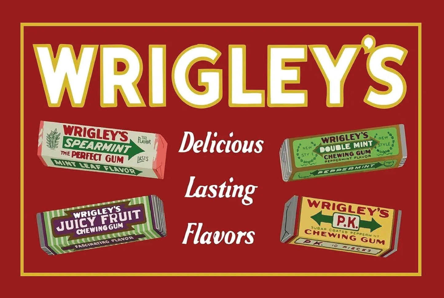 Wrigley's Delicious Lasting Flavors Metal Sign
