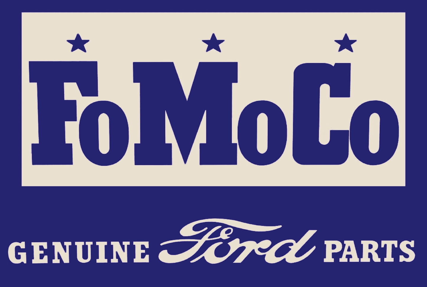 FoMoCo Genuine Ford Parts Blue Metal Sign