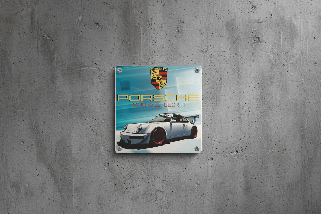 Porsche RAUH WELT BEGRIFF- Metal Sign