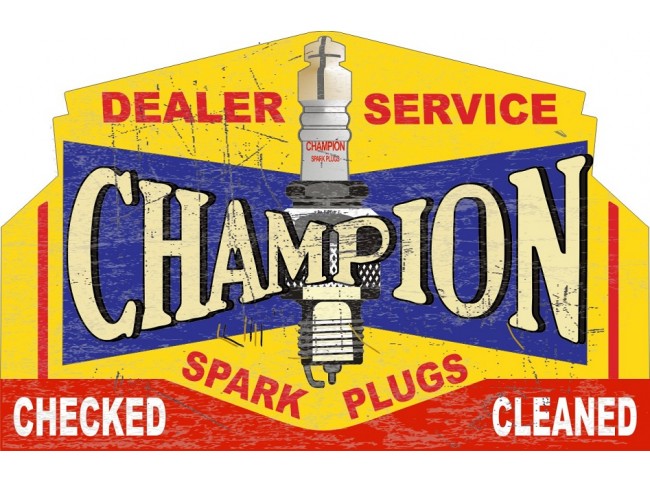 Champion Dealer Service tin metal sign