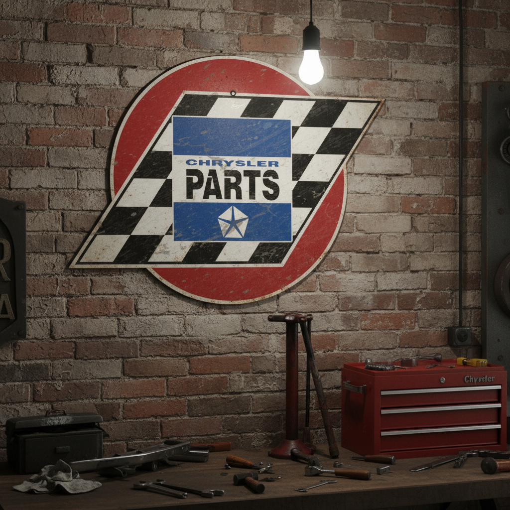 Chrysler tin metal sign