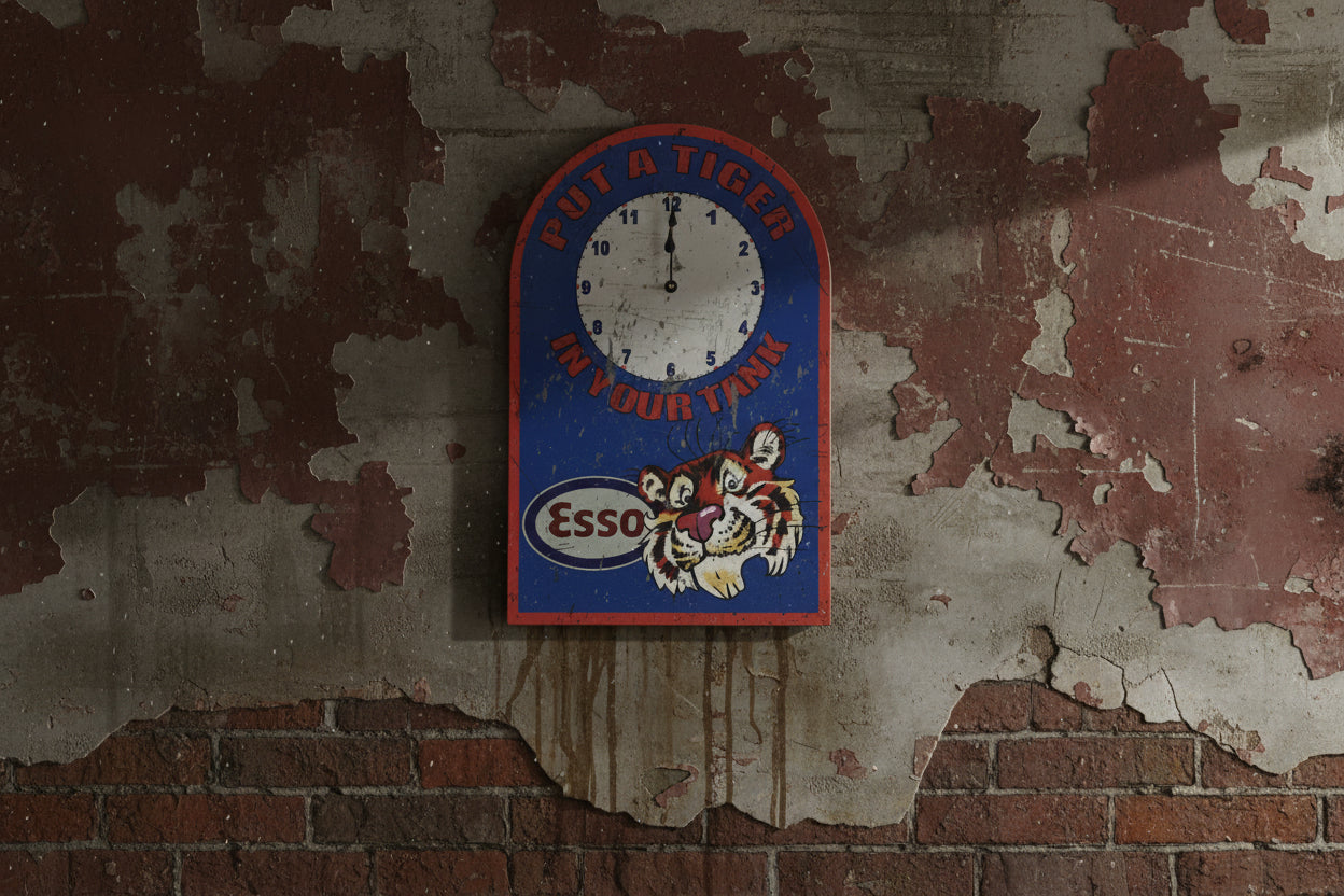 Esso Clock tin metal sign