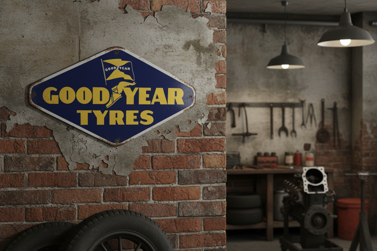Goodyear Diamond Metal Sign