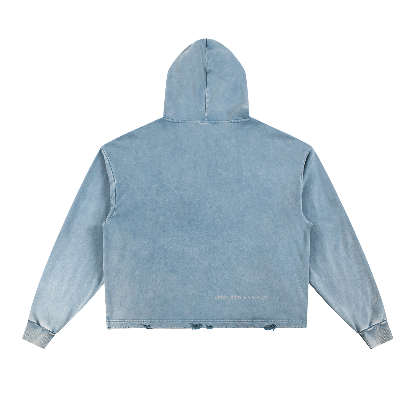 Old Skool Vintage Washed Frayed-Hem Hoodie