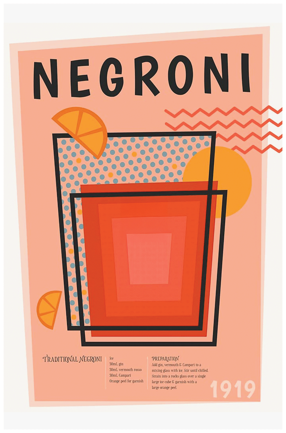 Negroni Retro Wall Print