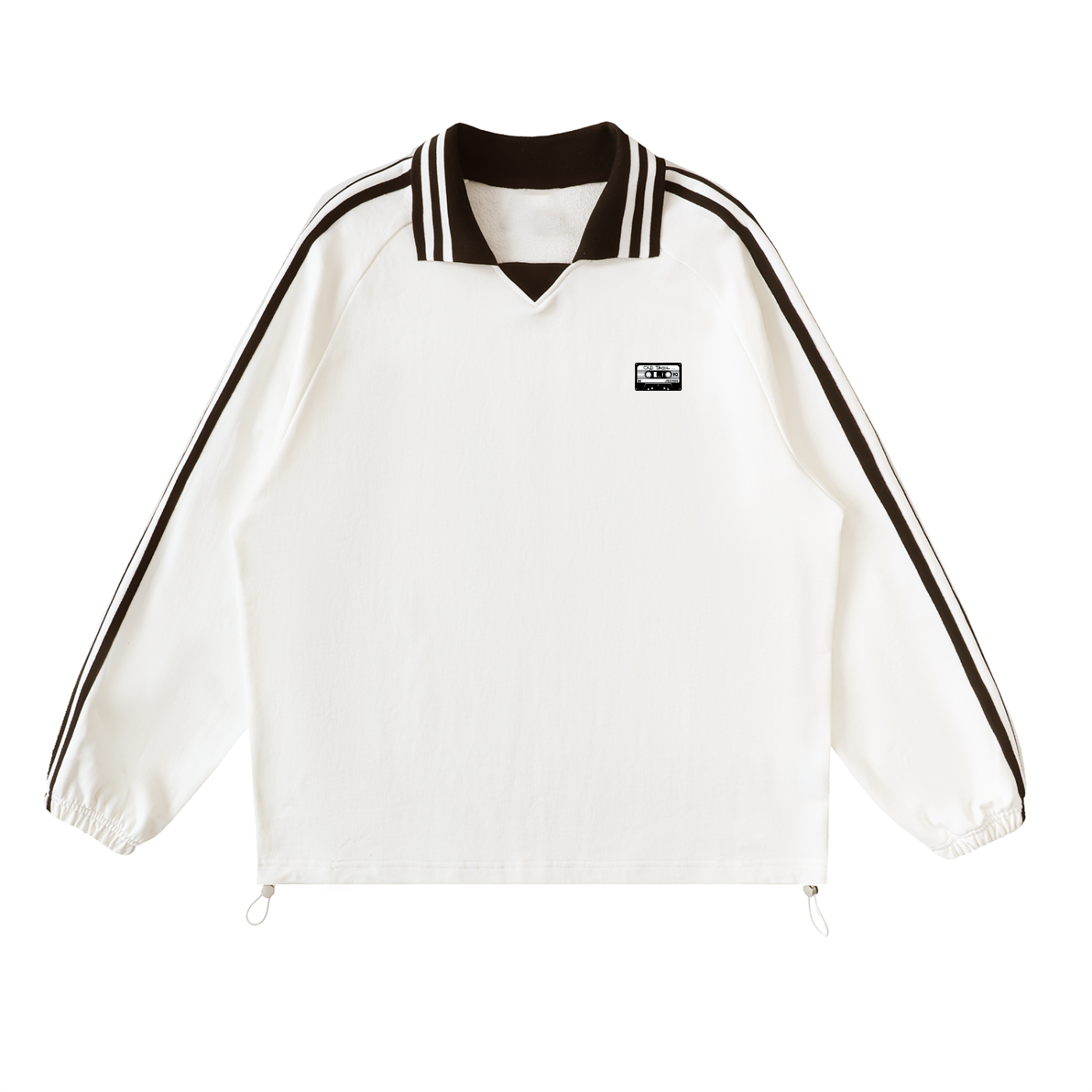 Old Skool Unisex Contrast Striped Lapel Collar Sweatshirt