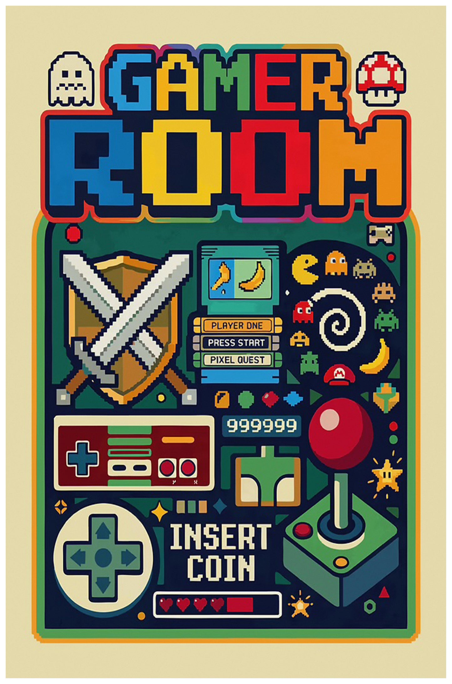 Gamer Room Illustration Poster