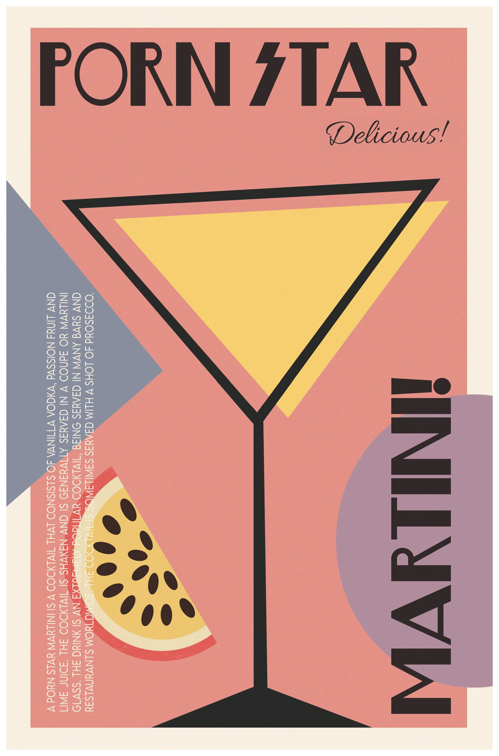 Porn Star Martini Art Deco Wall Print