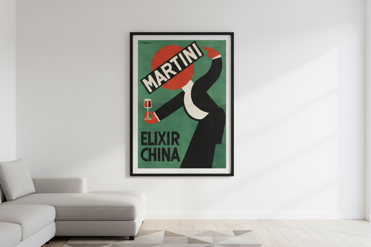 Martini Elixir China Art Deco Wall Print