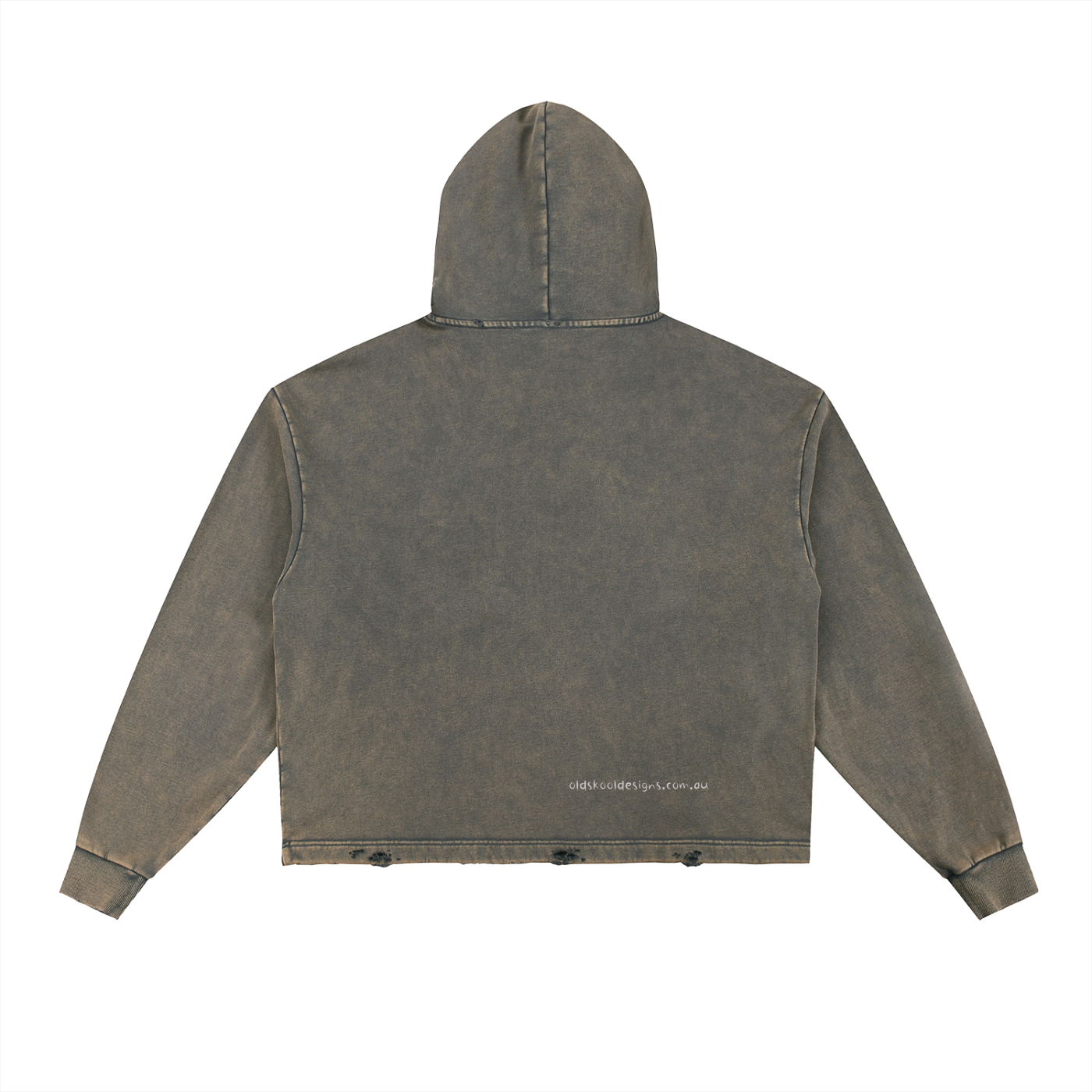 Old Skool Vintage Washed Frayed-Hem Hoodie