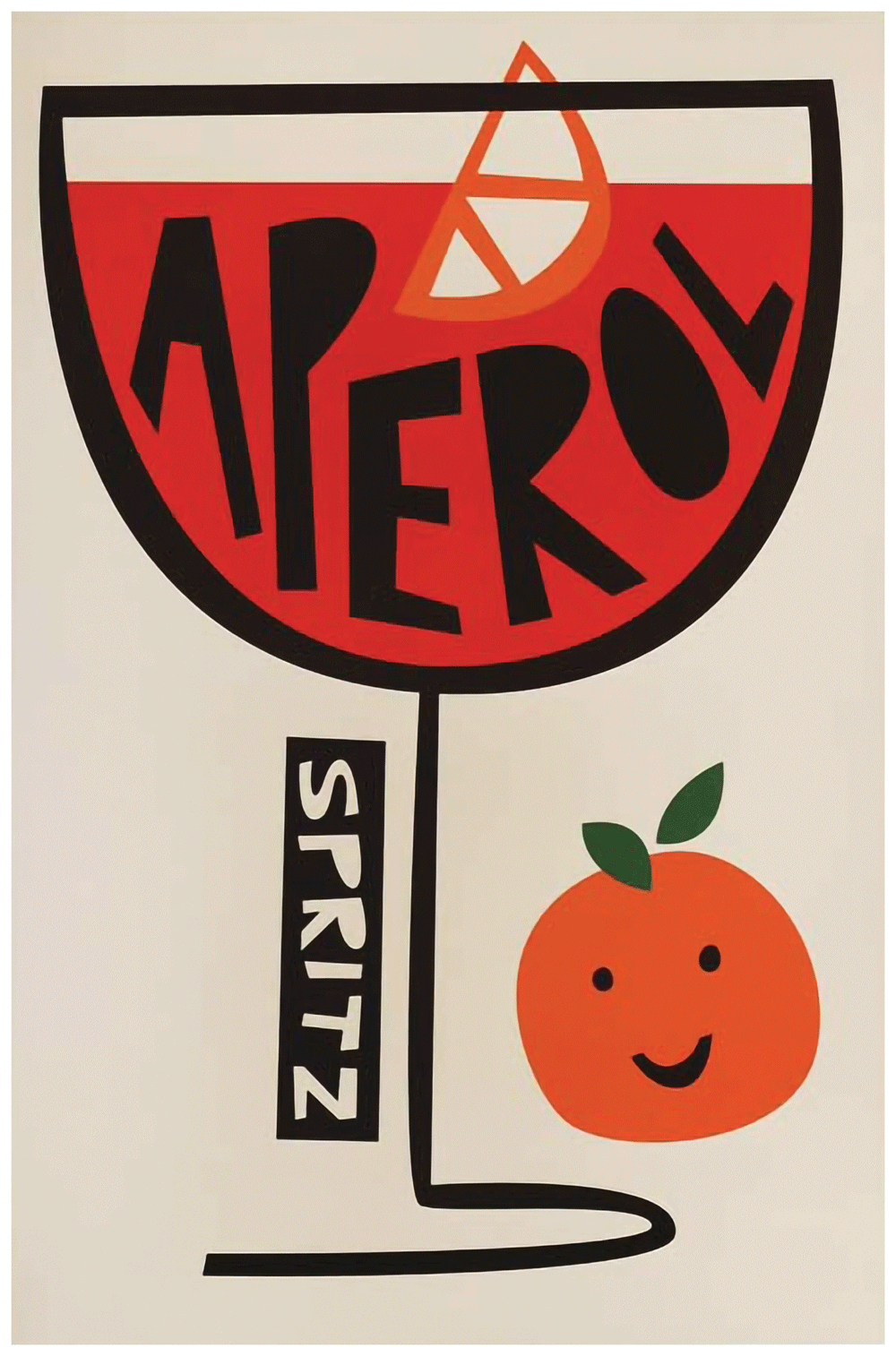 Bitter Campari Orange Art Deco Wall Print