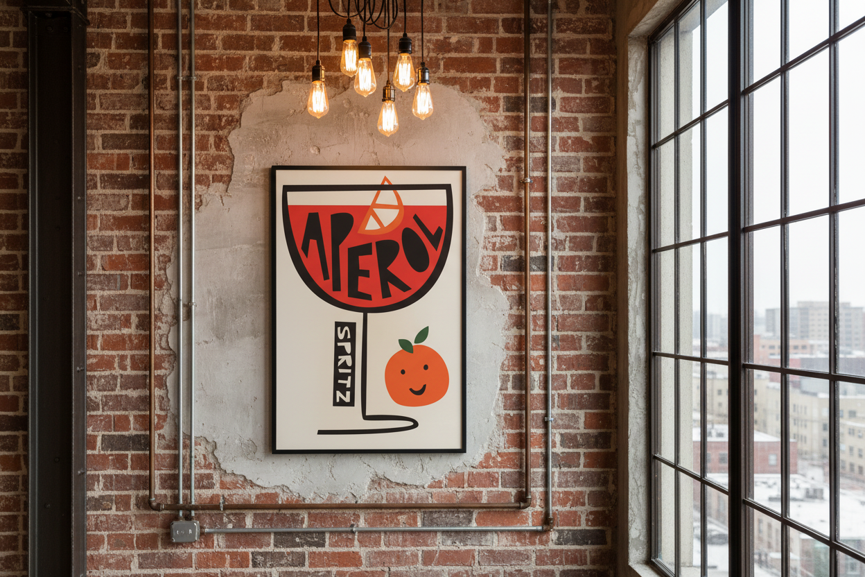 Bitter Campari Orange Art Deco Wall Print