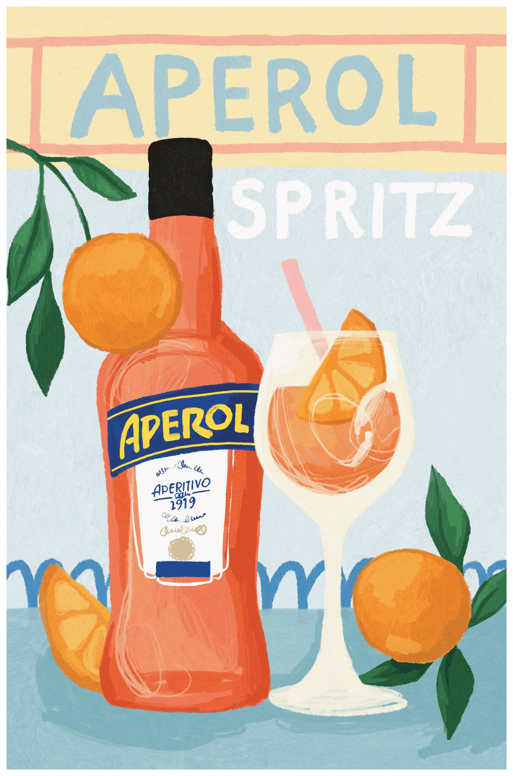 Aperol Spritz Aperitivo Art Deco Wall Print