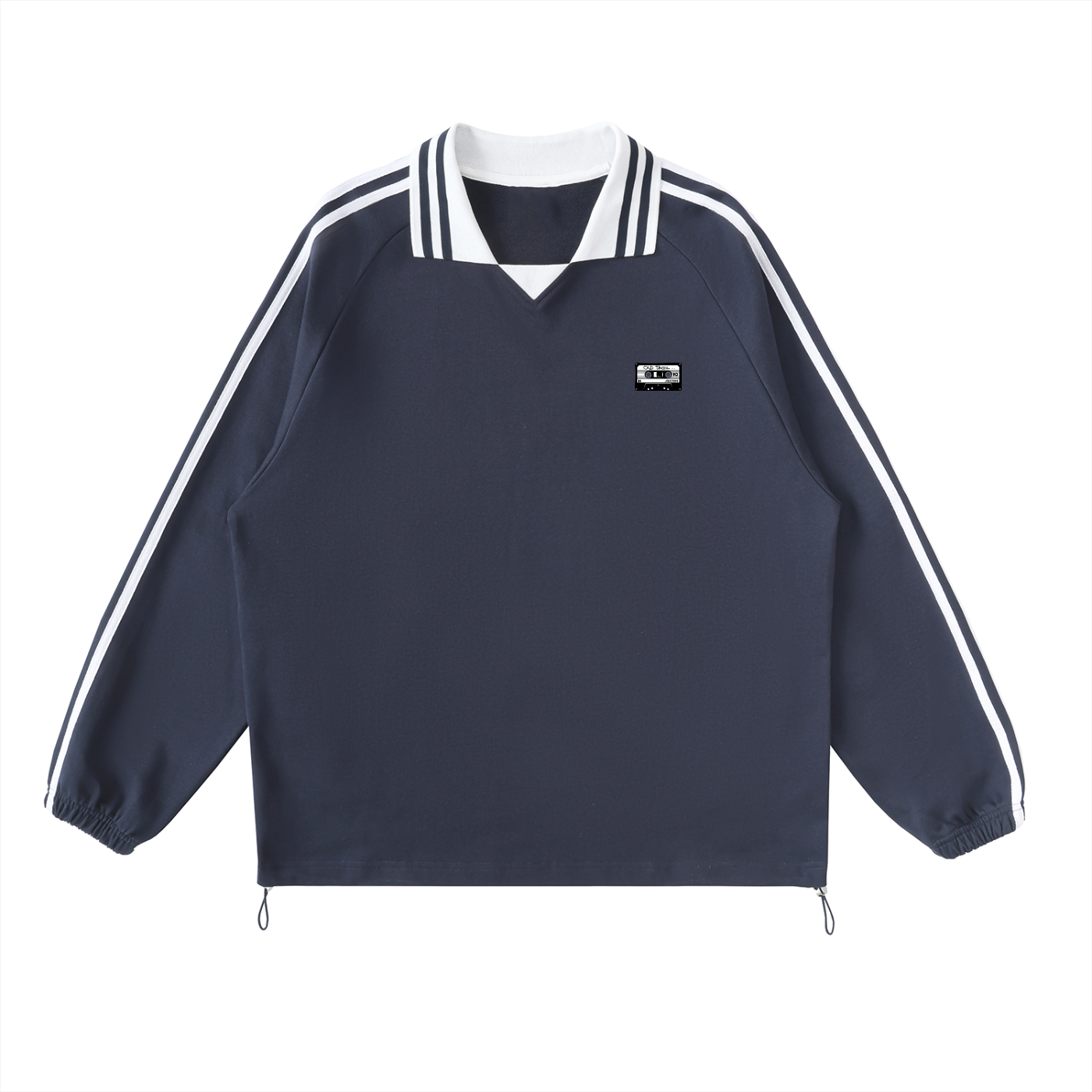Old Skool Unisex Contrast Striped Lapel Collar Sweatshirt