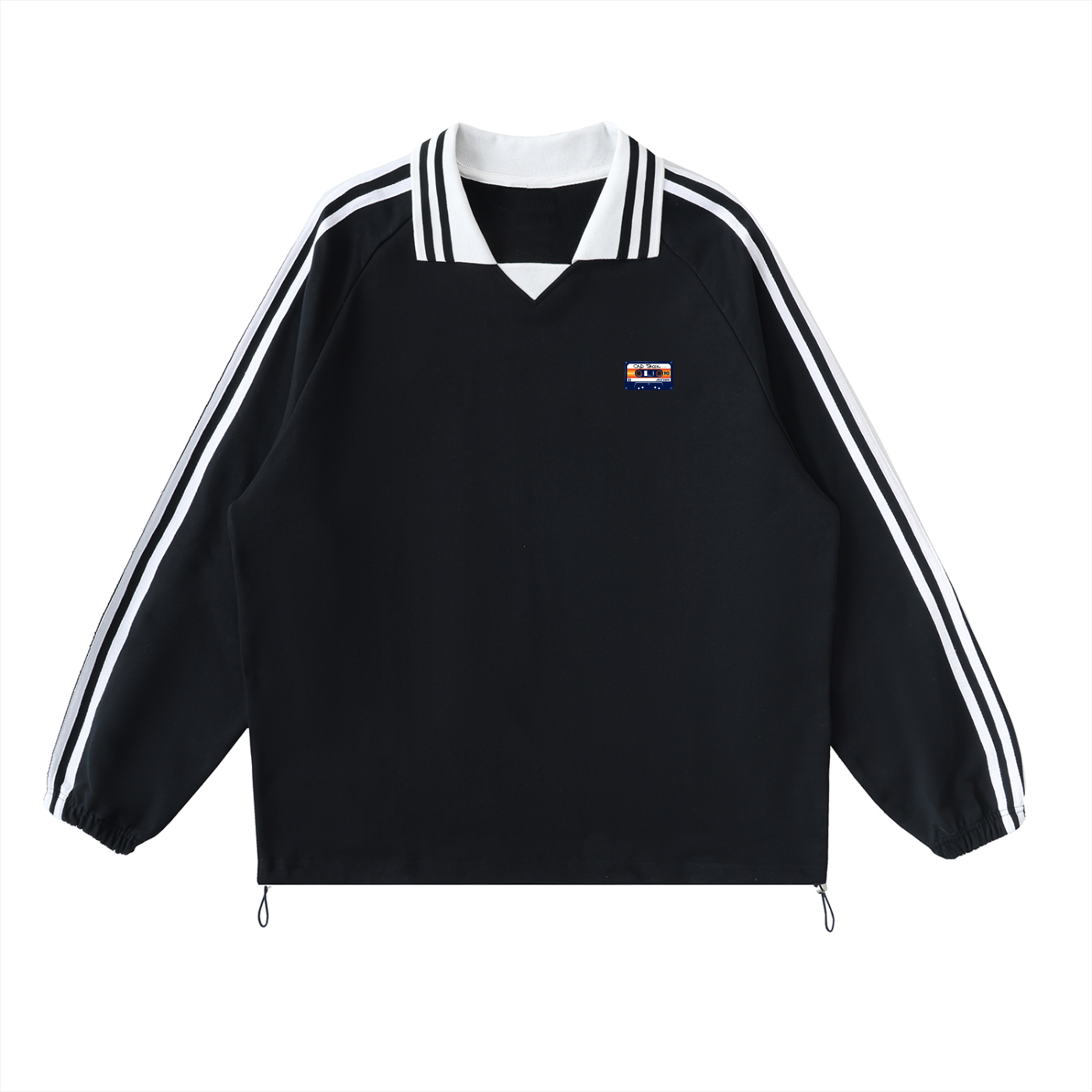Old Skool Contrast Striped Lapel Collar Sweatshirt