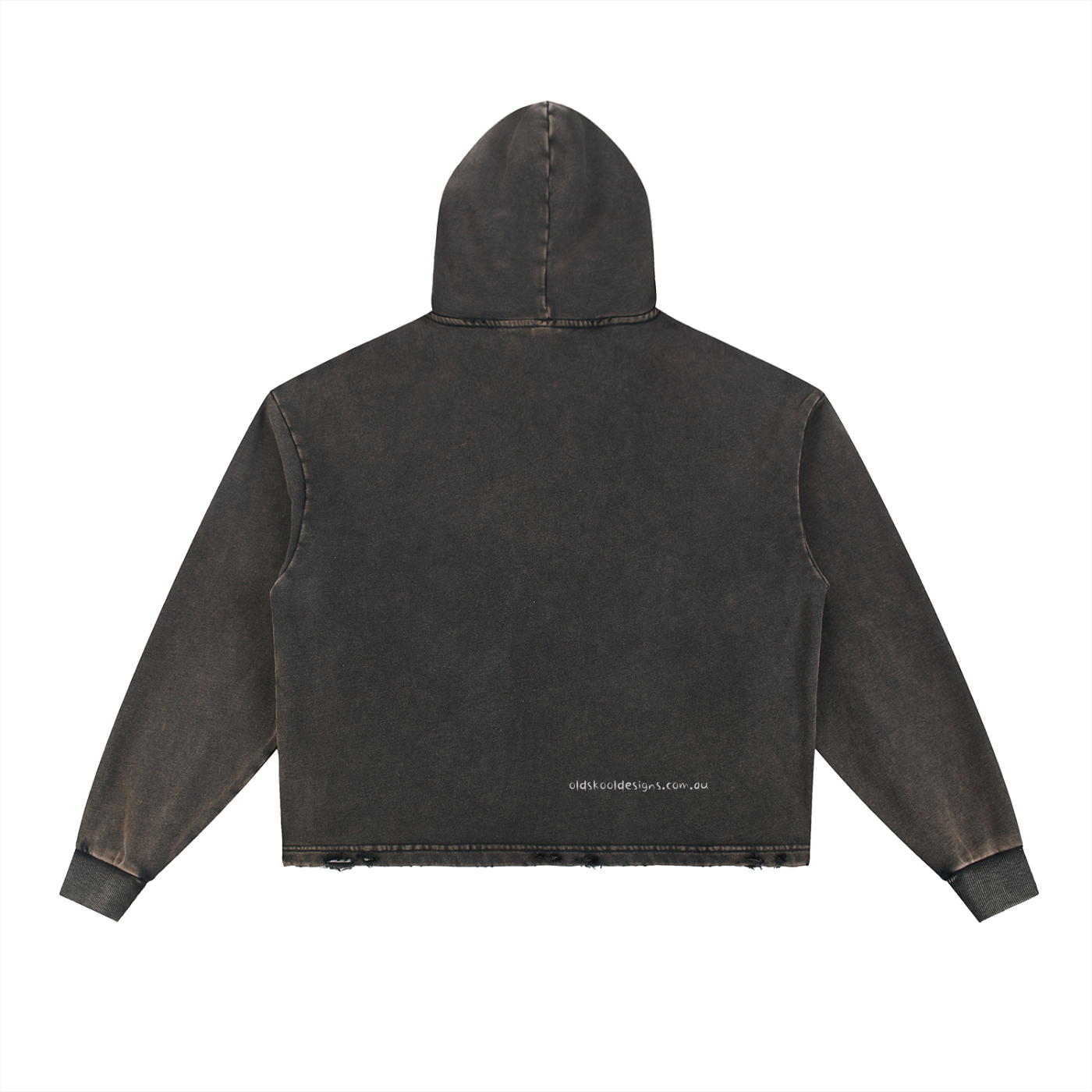 Old Skool Vintage Washed Frayed-Hem Hoodie