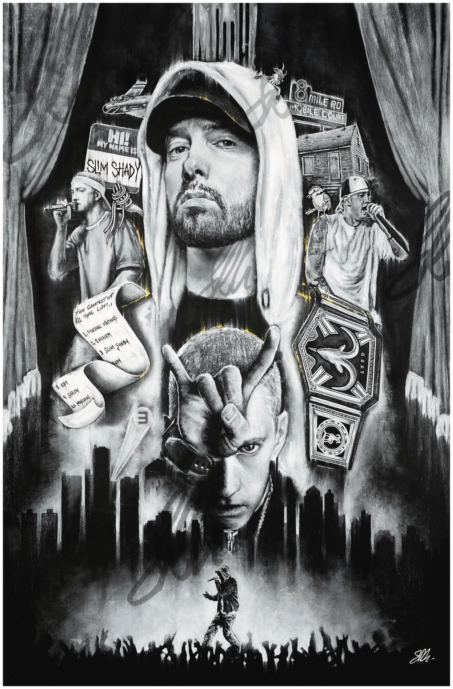 Eminem Montage Art Wall Print