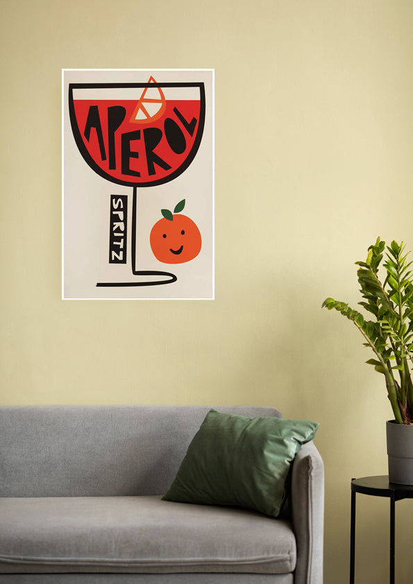 Bitter Campari Orange Art Deco Wall Print