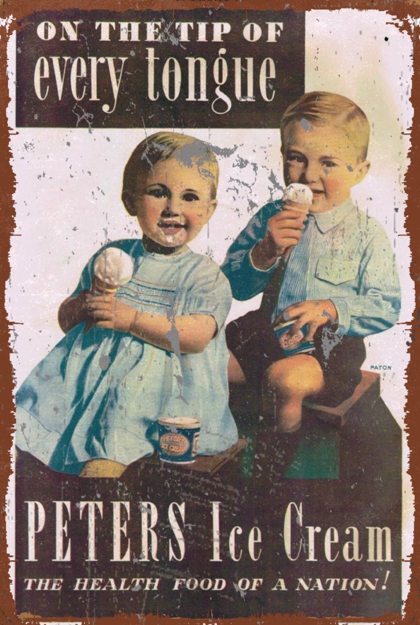 Peters Ice-Cream. On the tip of every Tongue Metal Signs