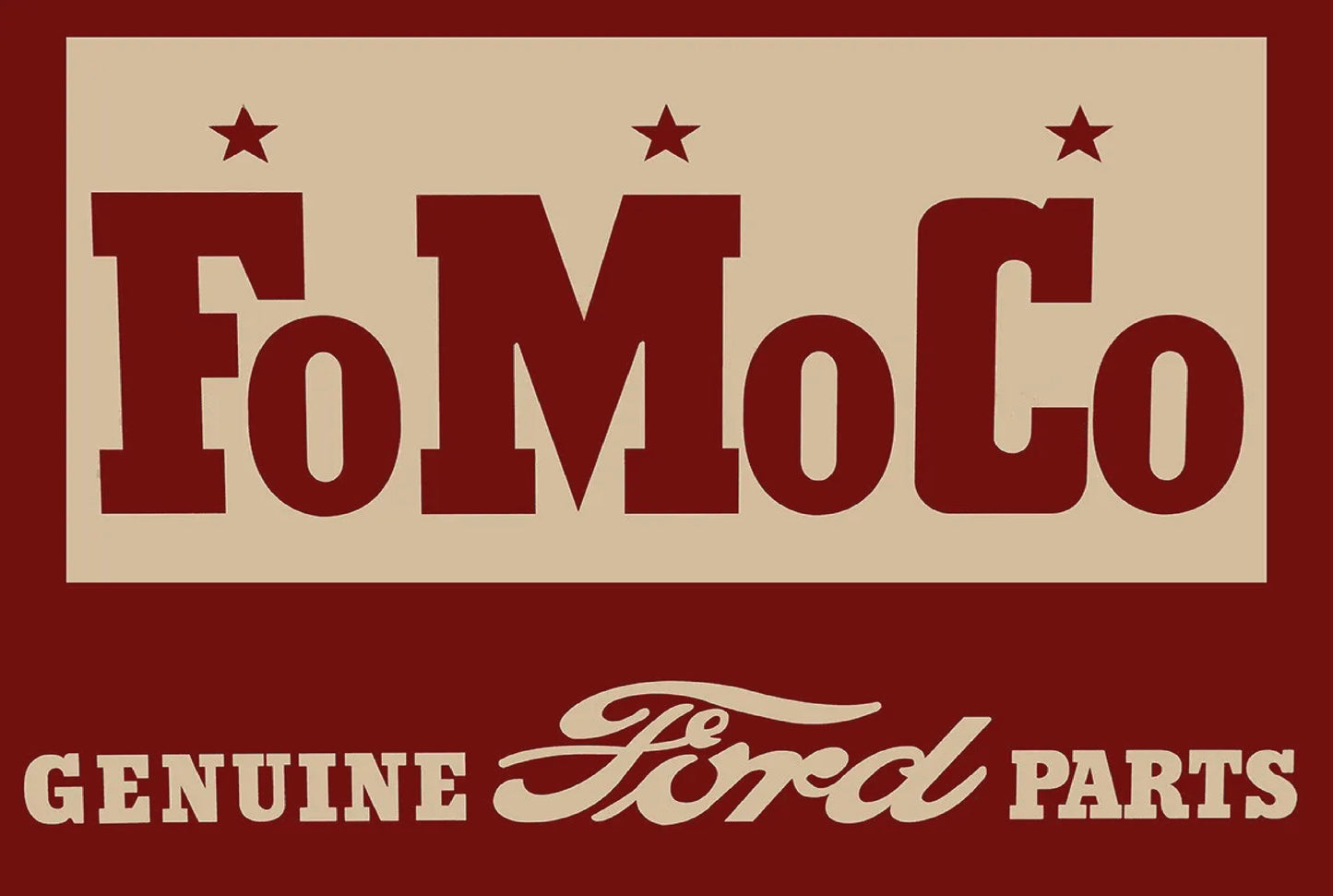 FoMoCo Genuine Ford Parts Red Metal Sign