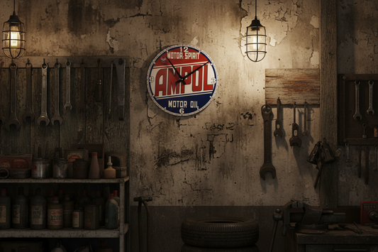 Ampol Retro Clock tin metal sign
