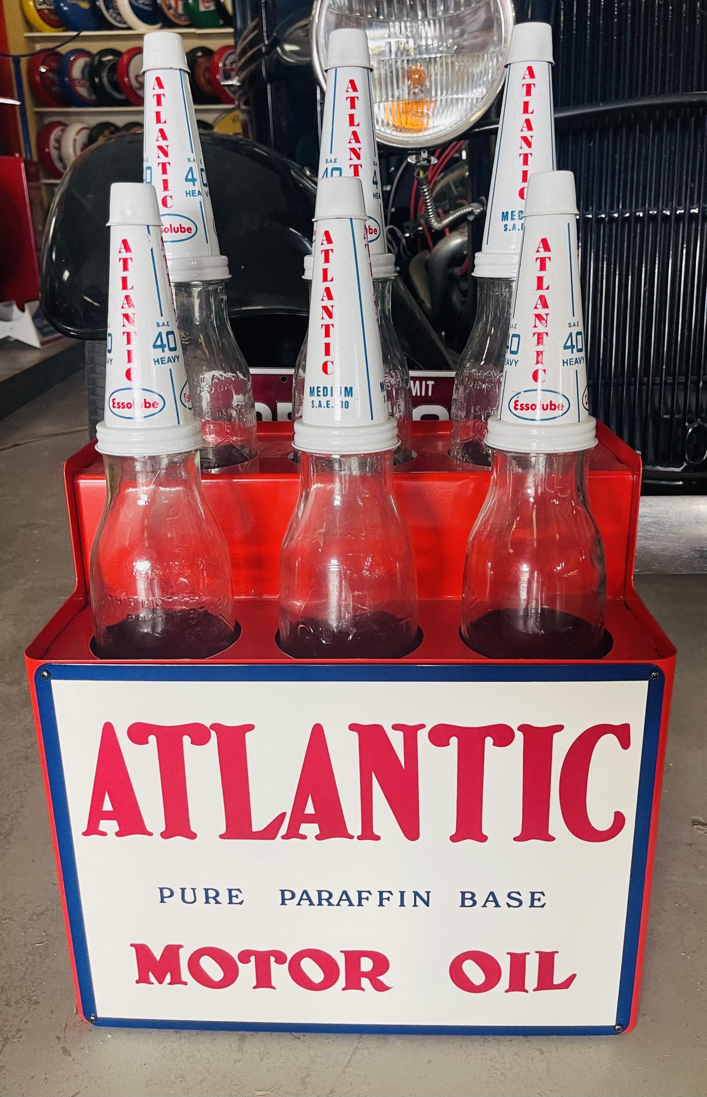 Atlantic Oil Bottle Rack and 6 Bottles