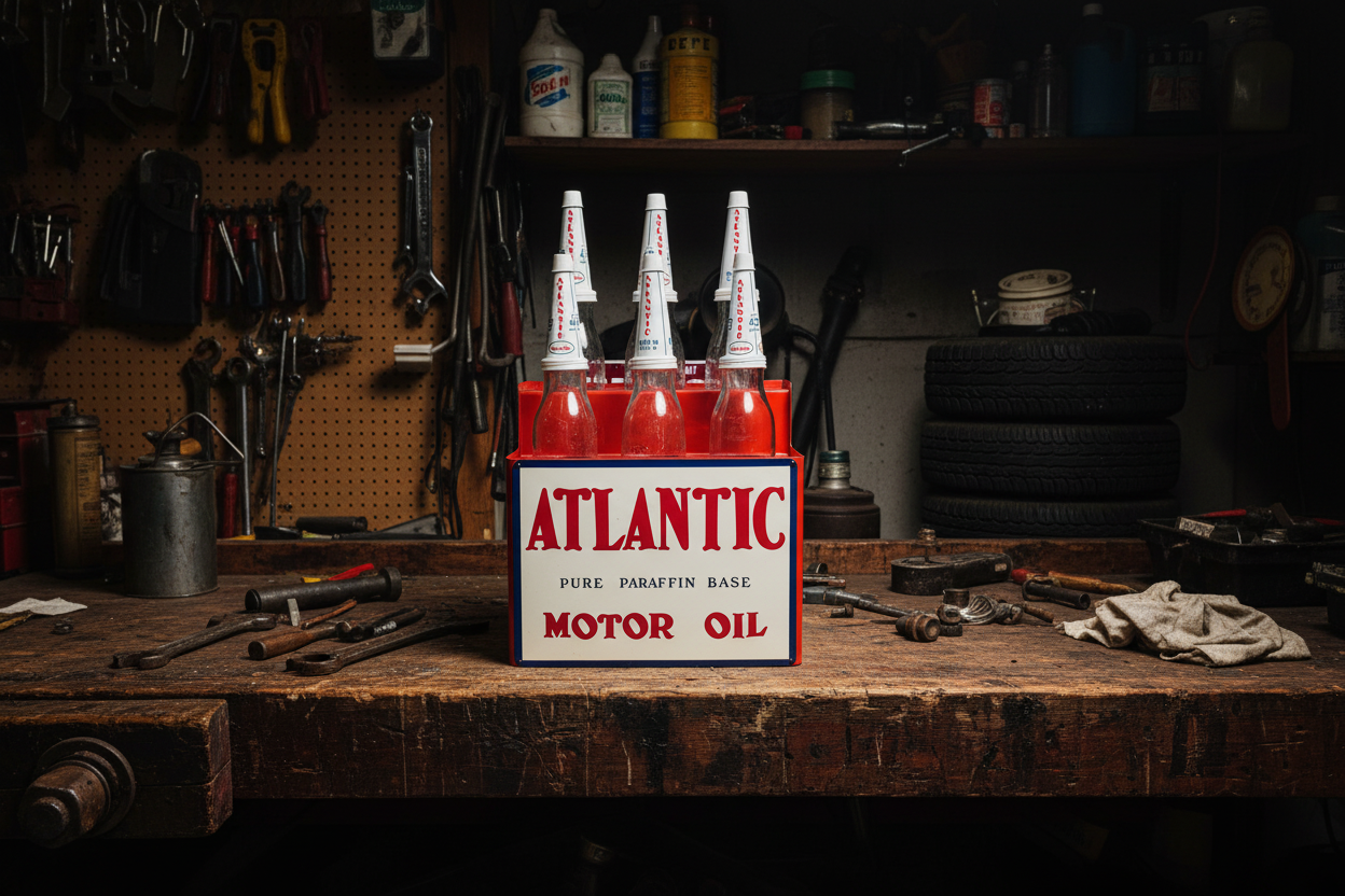 Atlantic Oil Bottle Rack and 6 Bottles