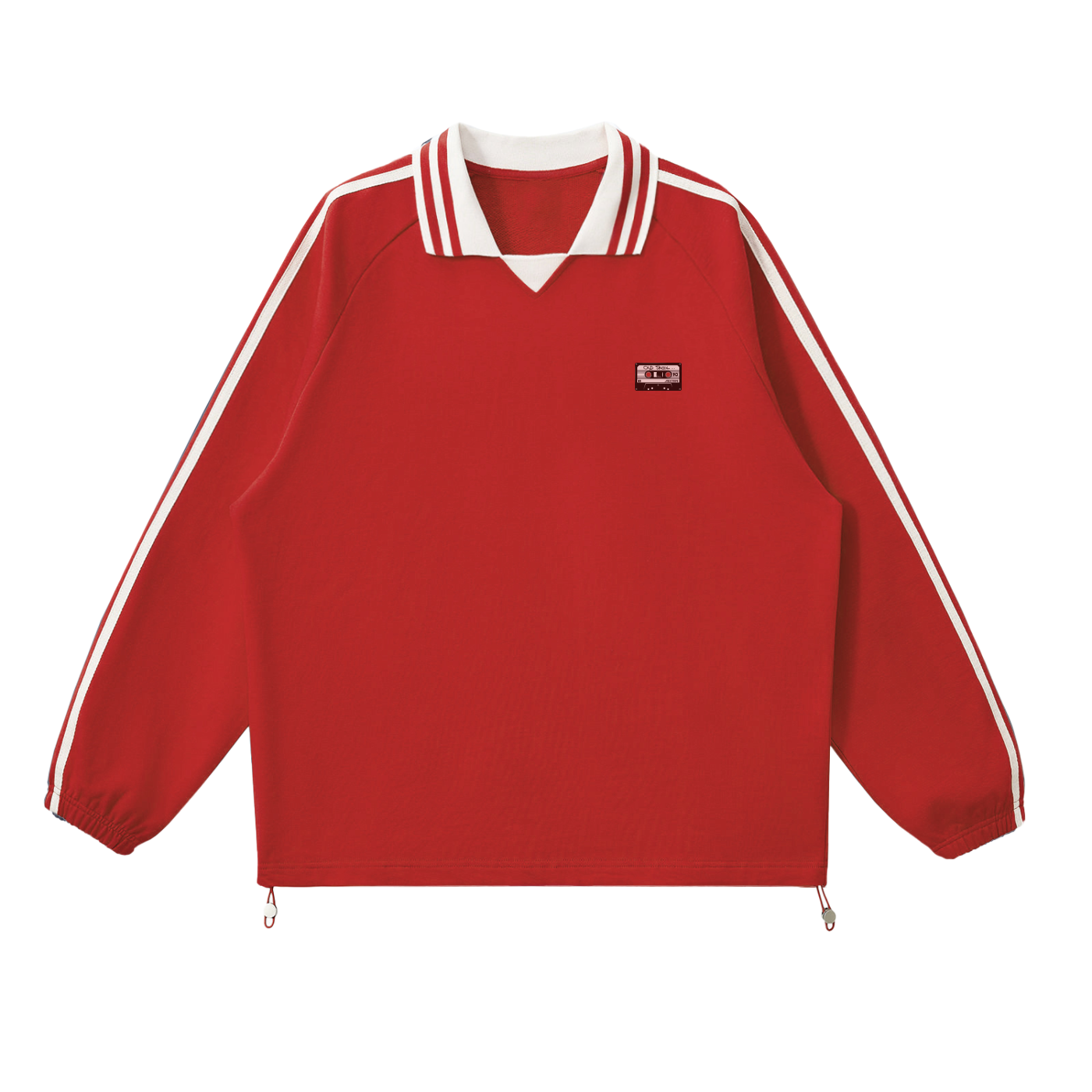 Old Skool Unisex Contrast Striped Lapel Collar Sweatshirt