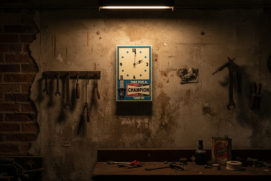 Blue Champion Spark Plug Clock