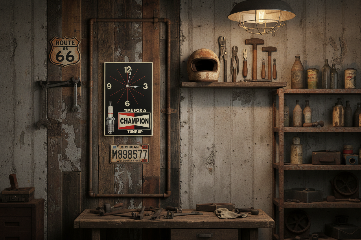 Black Champion Spark Plug Clock