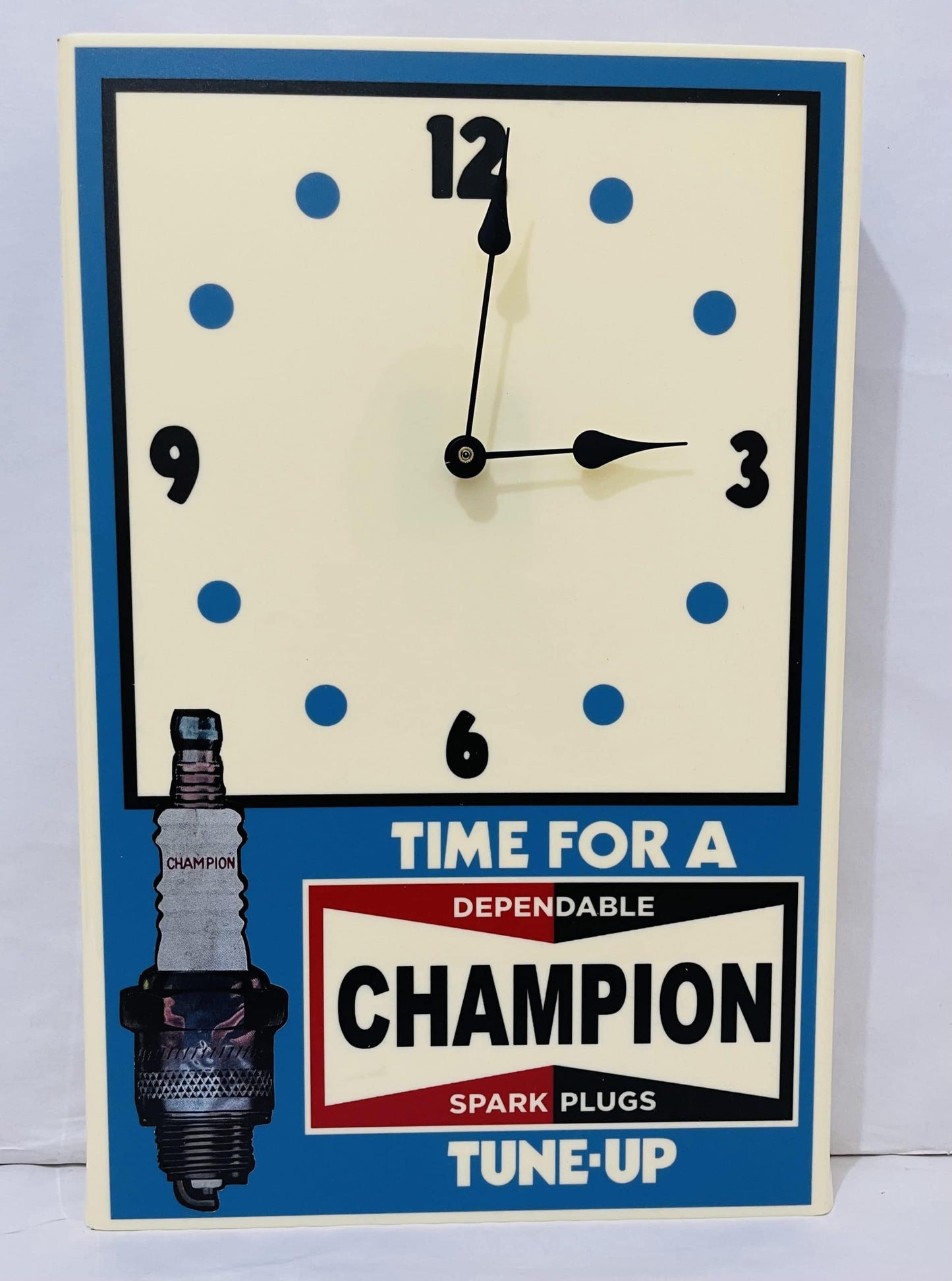 Blue Champion Spark Plug Clock