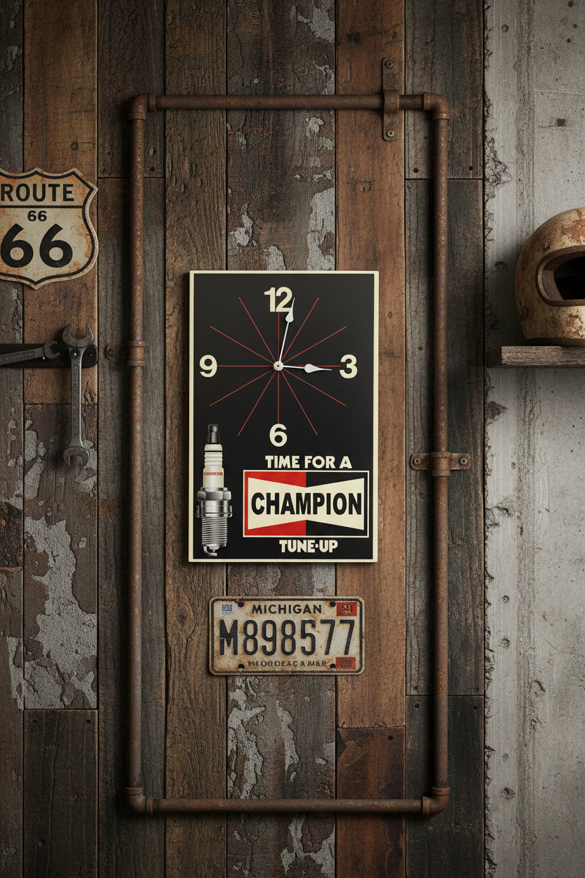 Black Champion Spark Plug Clock