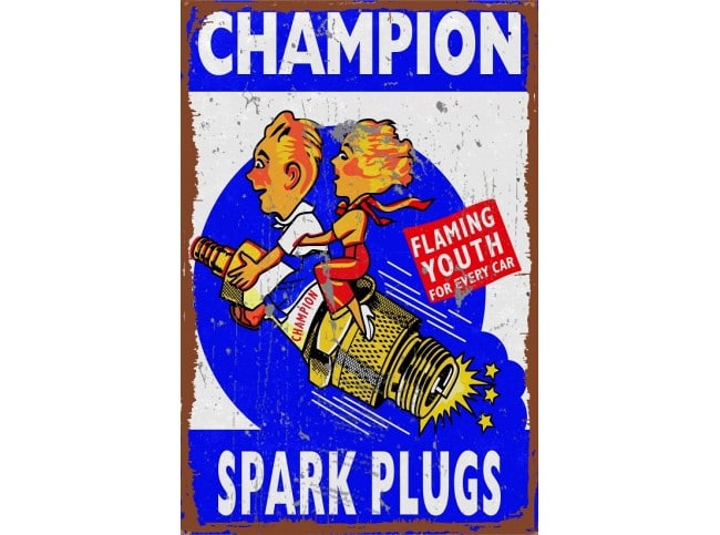 Champion Youth Large tin metal sign