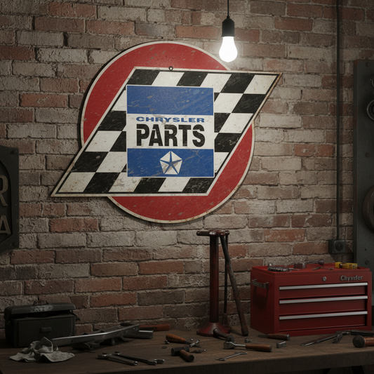 Chrysler tin metal sign