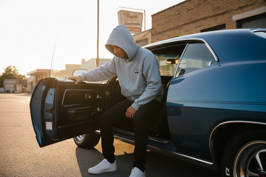 Old Skool Vintage Washed Frayed-Hem Hoodie