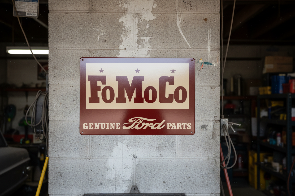 FoMoCo Genuine Ford Parts Red Metal Sign