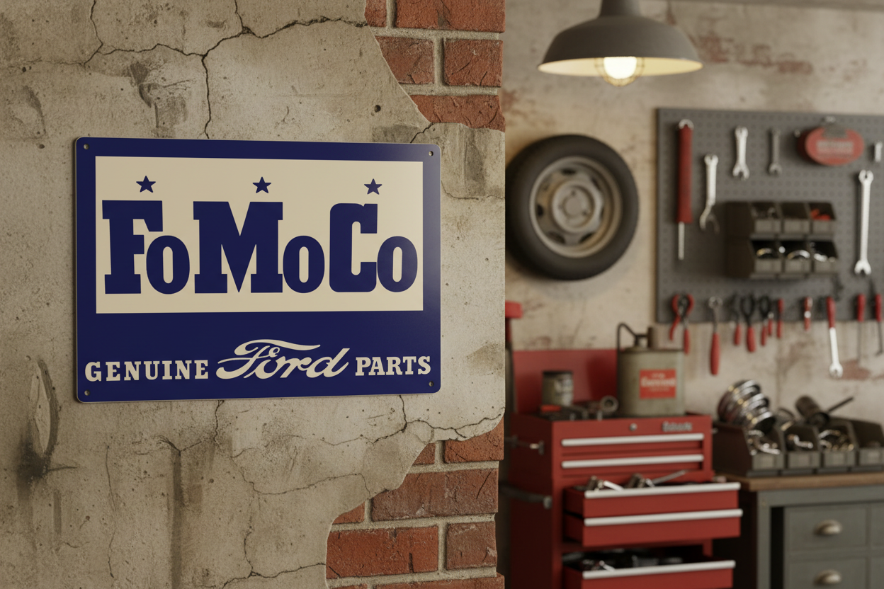 FoMoCo Genuine Ford Parts Blue Metal Sign