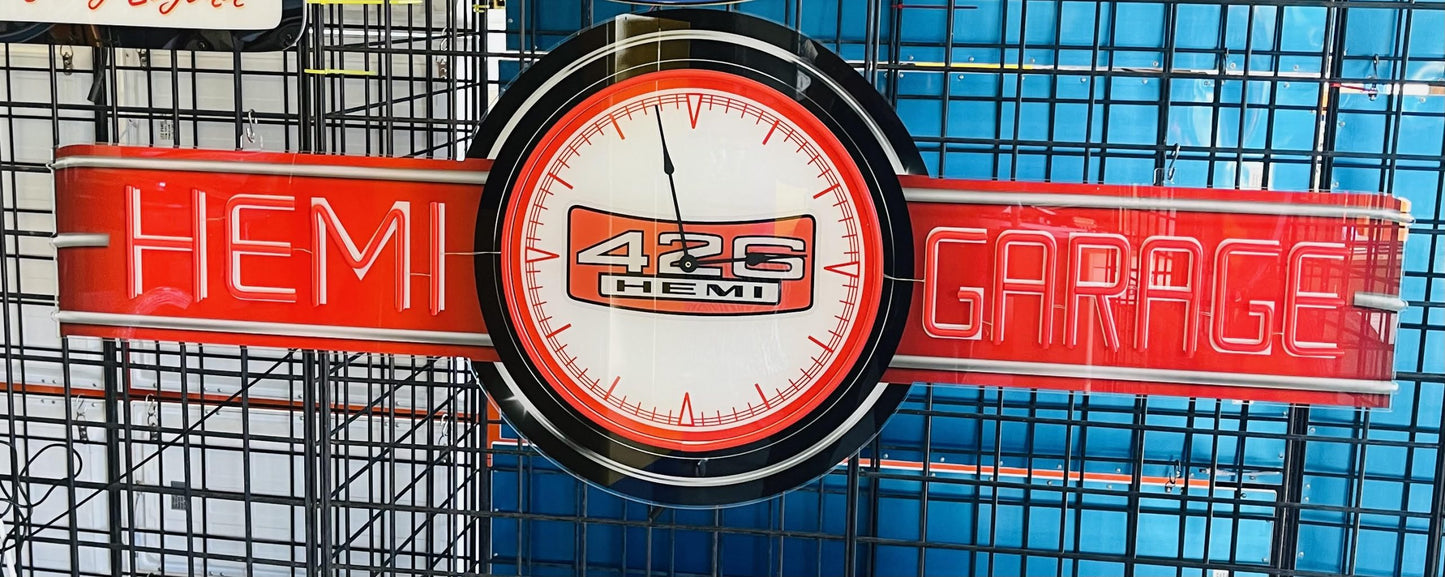 Retro Hemi LED Neon Clock