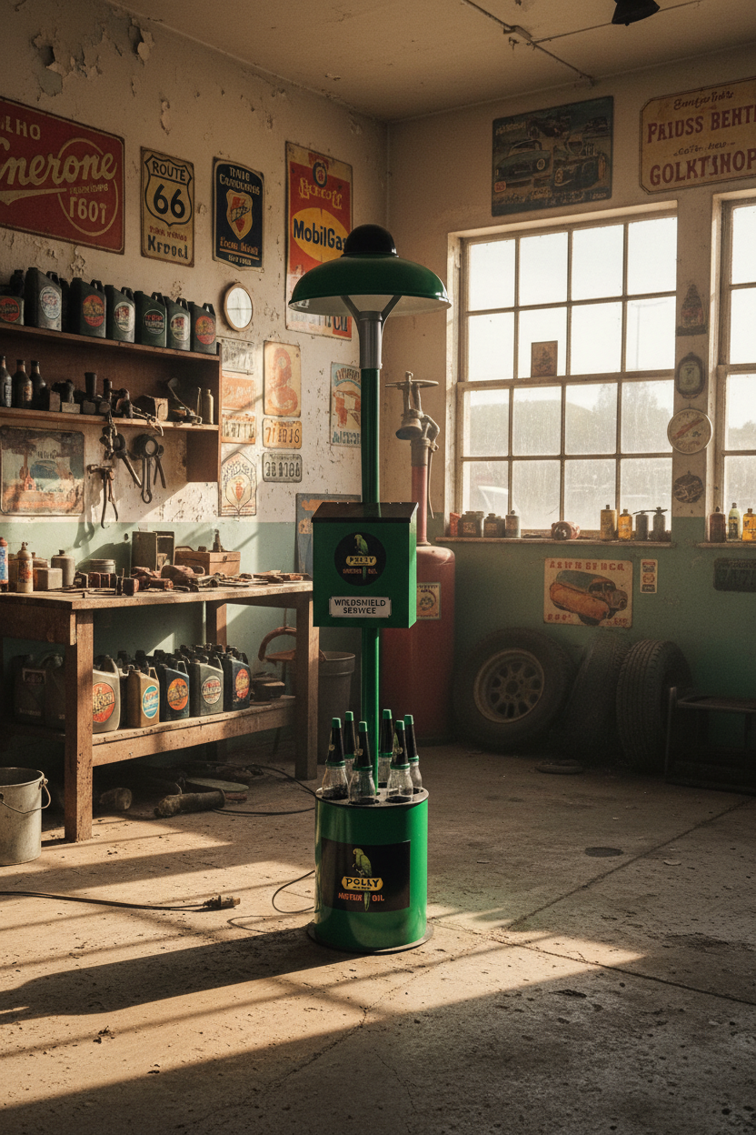 Pollygas Island light, Oil Bottle, Windshield Washer Stand Illuminated