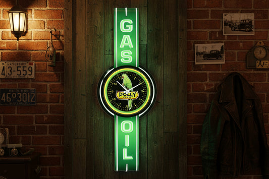 Pollygas Neon Clock Vintage Retro Led