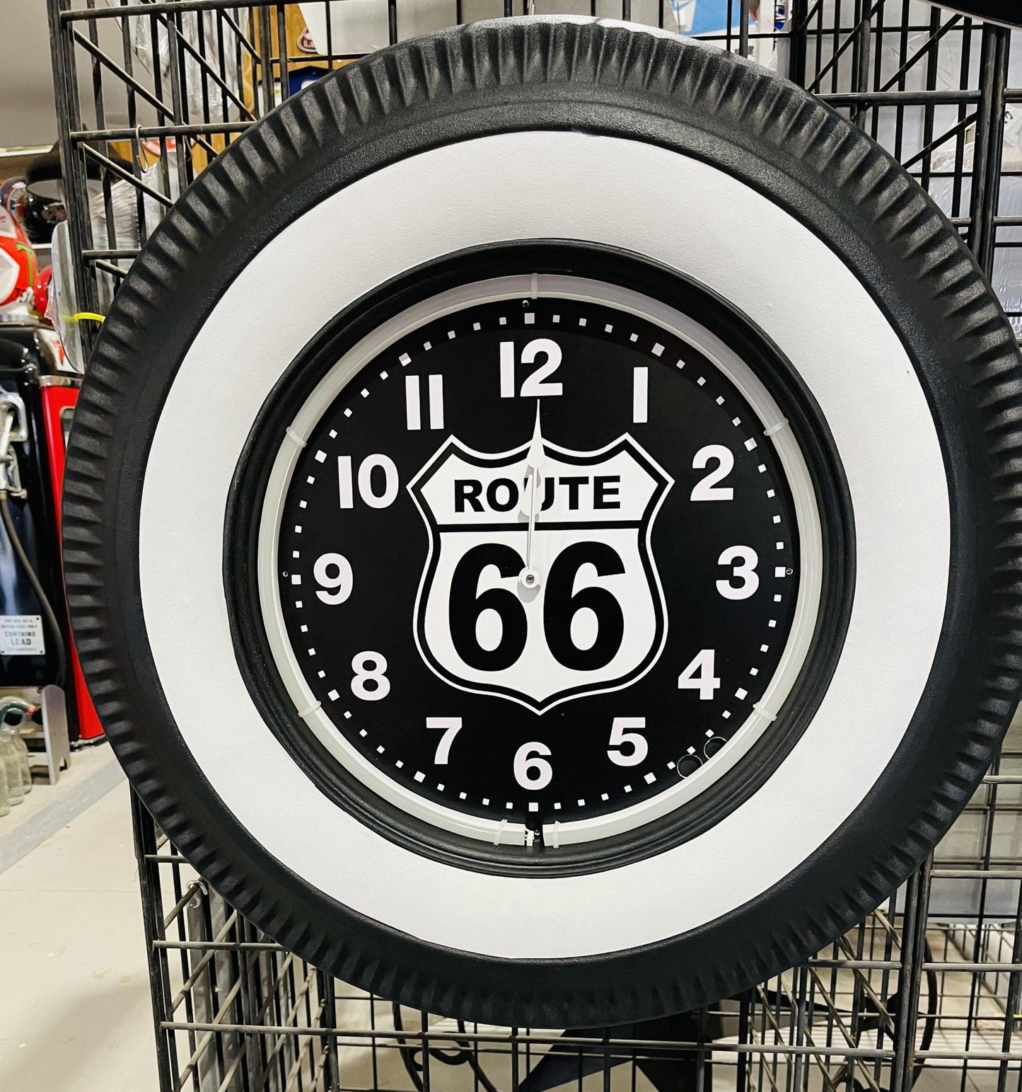 Route 66 Motorcycle Tyre Clock Neon
