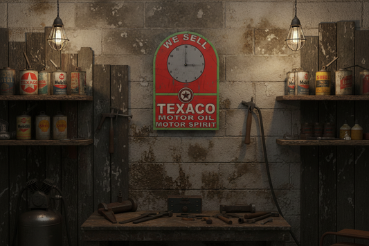 Texaco Retro Clock tin metal sign