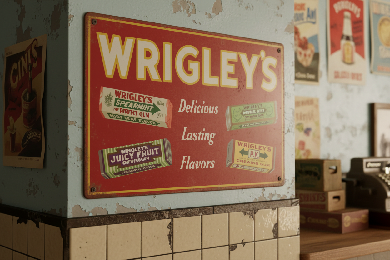 Wrigley's Delicious Lasting Flavors Metal Sign